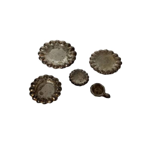 Vintage Emson Pewter Dollhouse Miniatures 5pc Place Setting 1988 Taiwan Retro - Picture 5 of 13